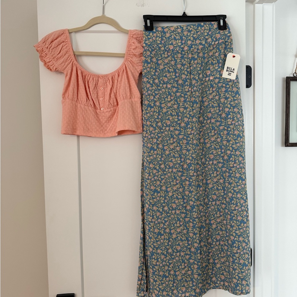 Billabong Floral Maxi Skirt and Crop Top Set NWT